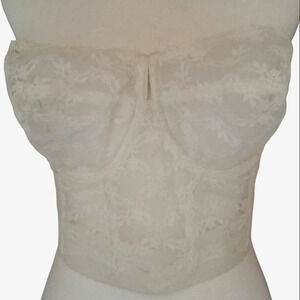 Vintage Young Smoothies Backless White Lace Corset Bustier 100% Nylon 38 D